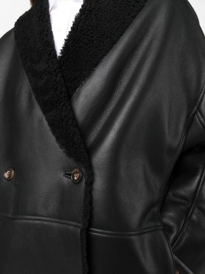 Black Namo Leather Double-breasted Coat