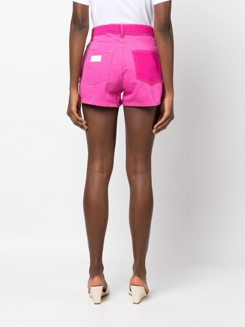 Pink High Waist Colour Block Shorts