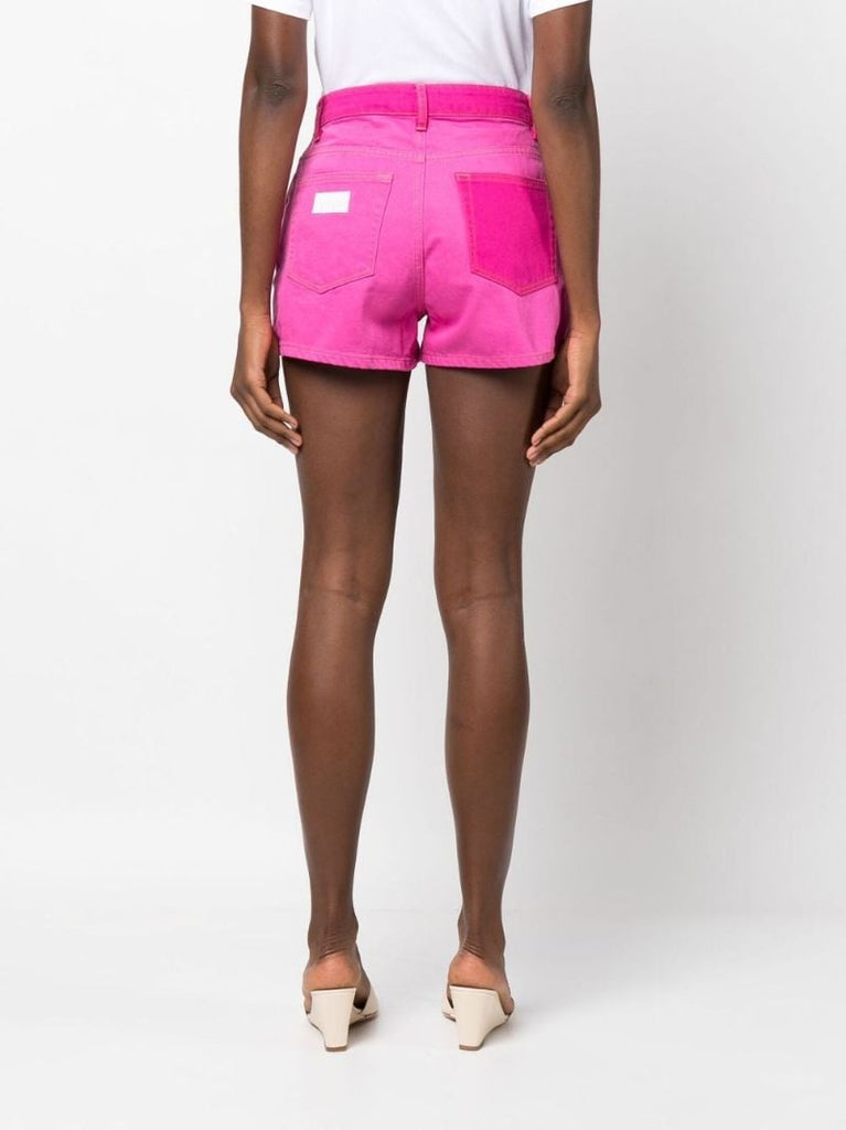 Pink High Waist Colour Block Shorts