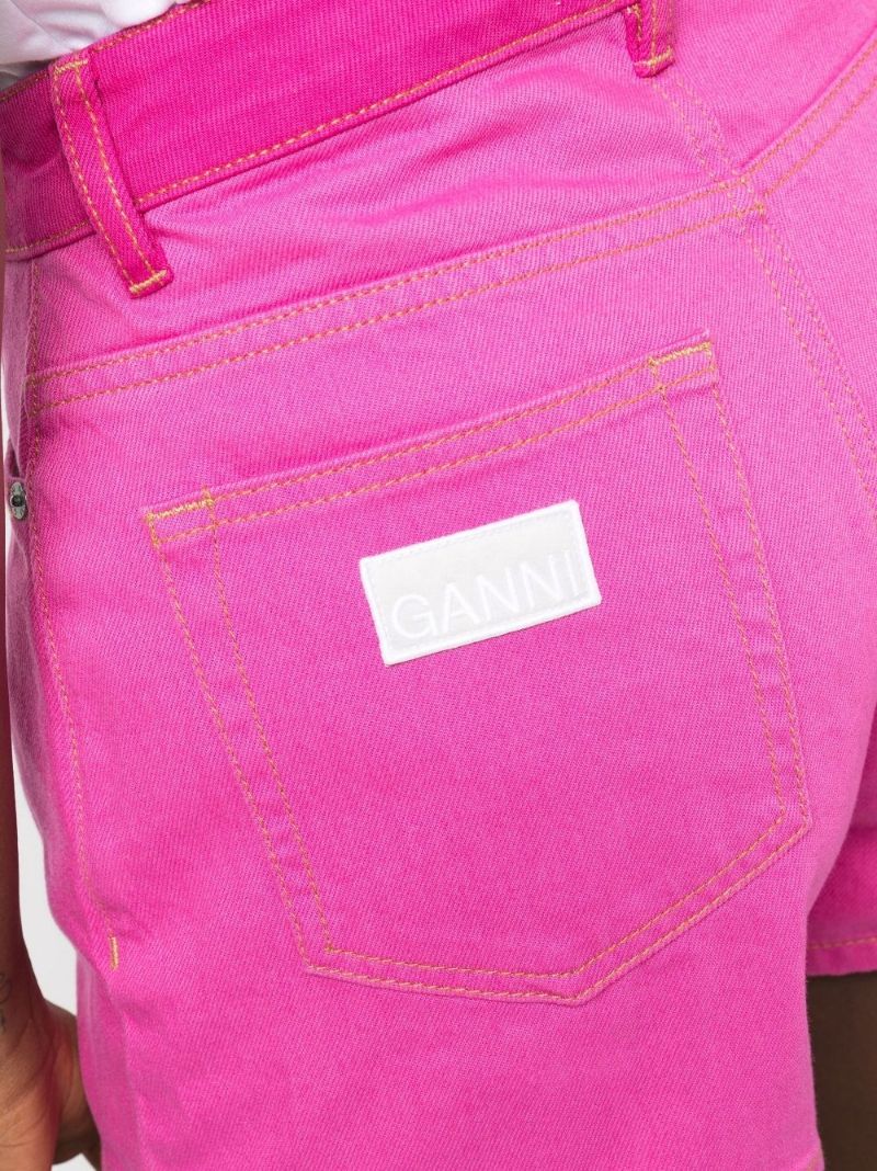 Pink High Waist Colour Block Shorts