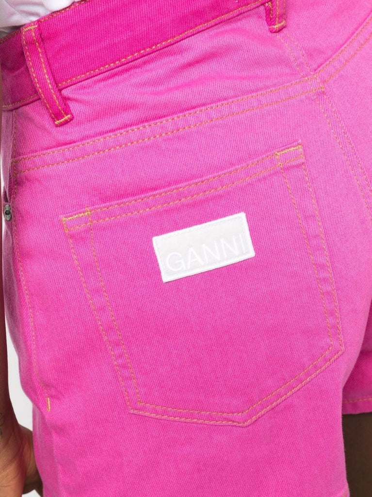 Pink High Waist Colour Block Shorts