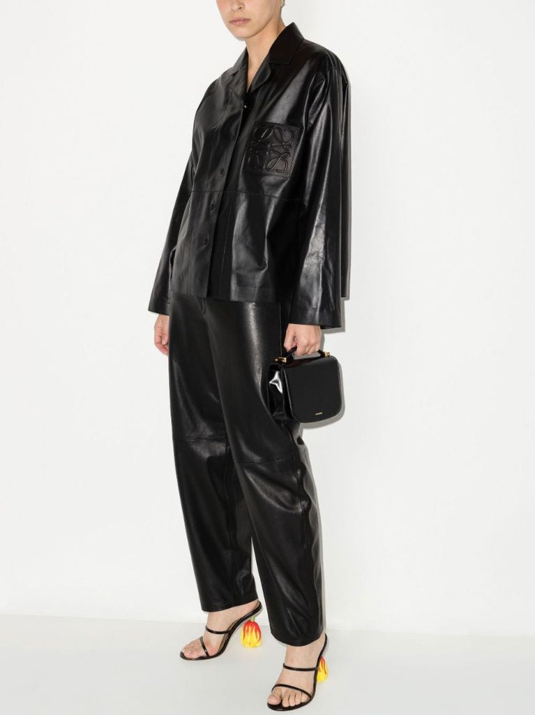 Black  Anagram Logo Nappa Leather Jacket