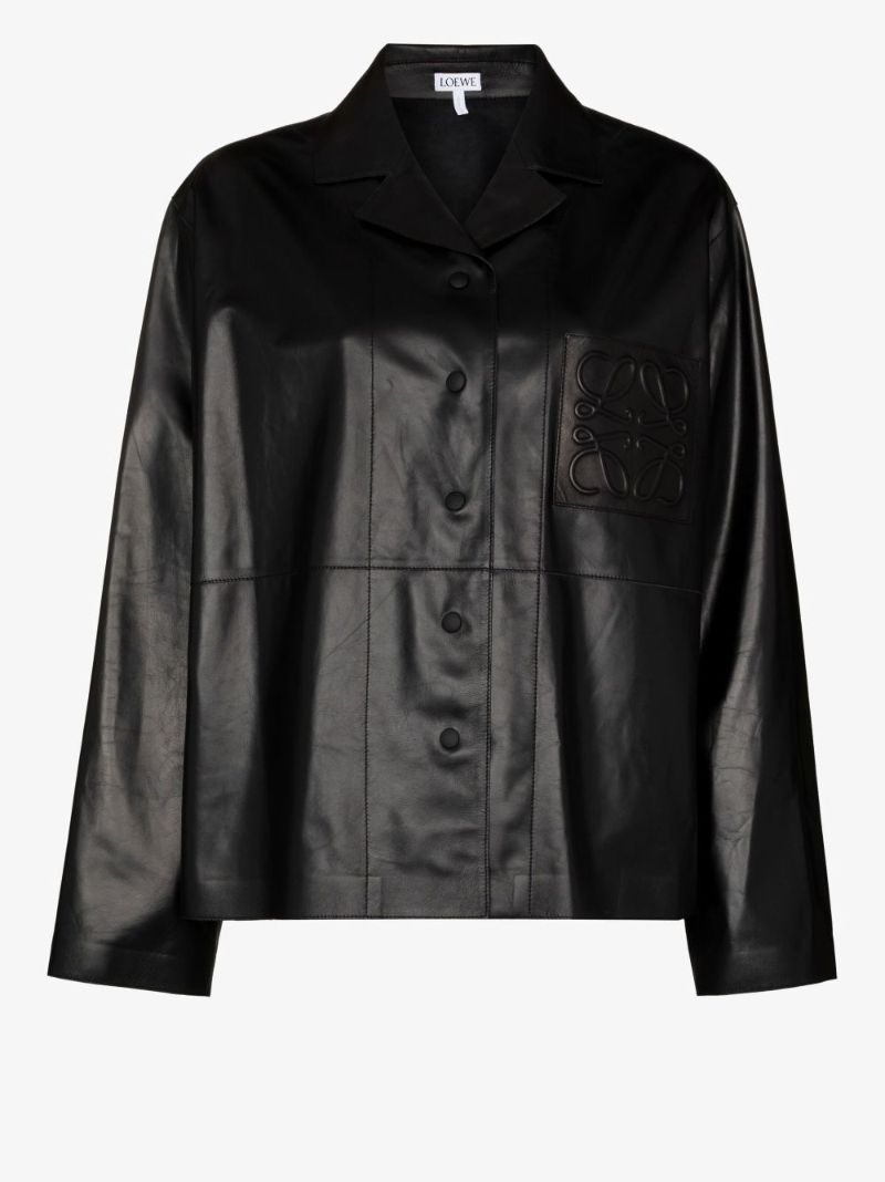 Black  Anagram Logo Nappa Leather Jacket