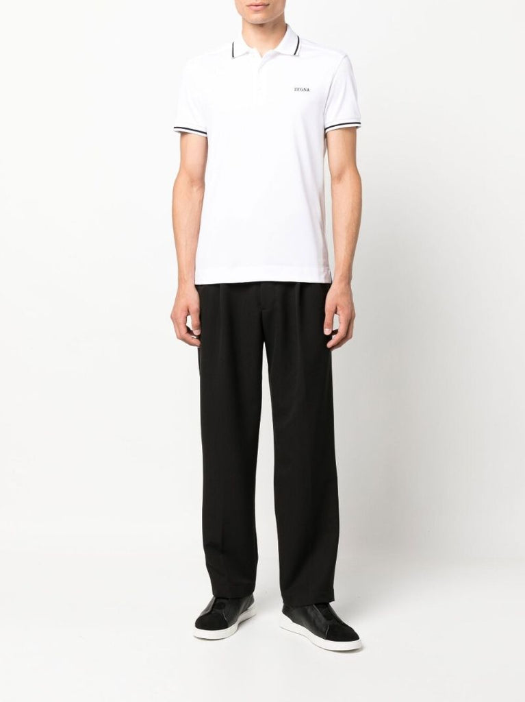 White Cotton PiquÃ_x0083_Â© Polo Shirt