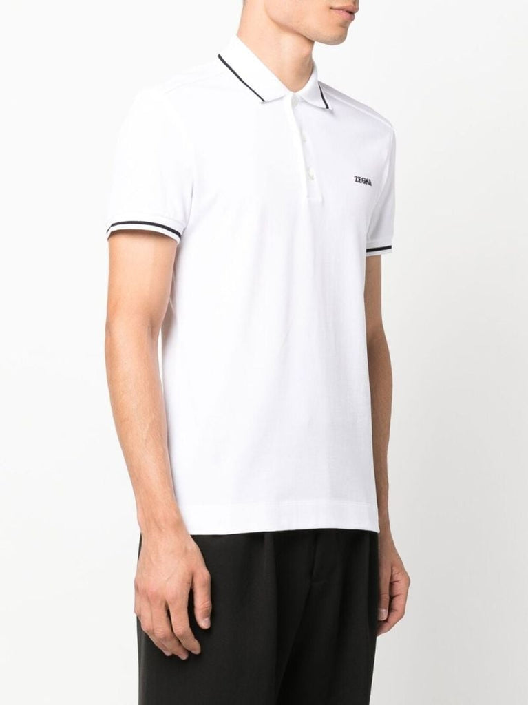 White Cotton PiquÃ_x0083_Â© Polo Shirt