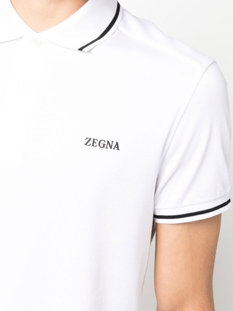 White Cotton PiquÃ_x0083_Â© Polo Shirt