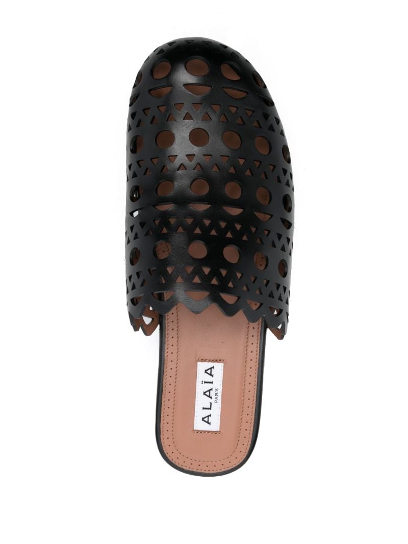 Black Perforated 60 Leather Clog Mules