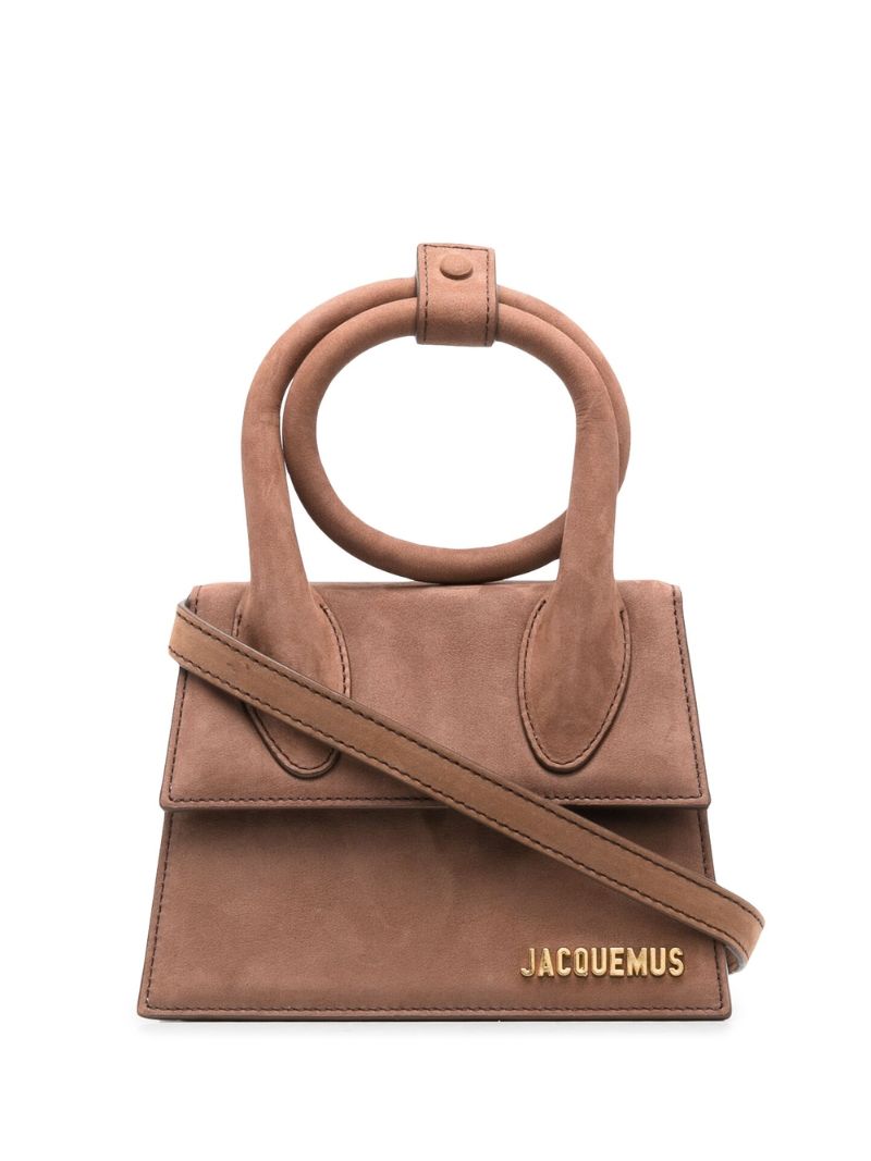Brown Le Chiquito Noeud Suede Top Handle Bag