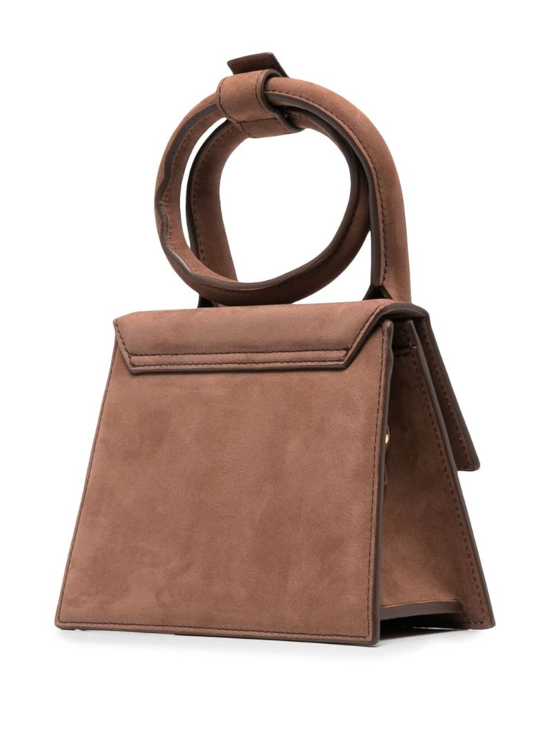 Brown Le Chiquito Noeud Suede Top Handle Bag