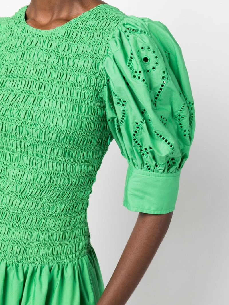Green Organic Cotton Broderie Anglaise Midi Dress