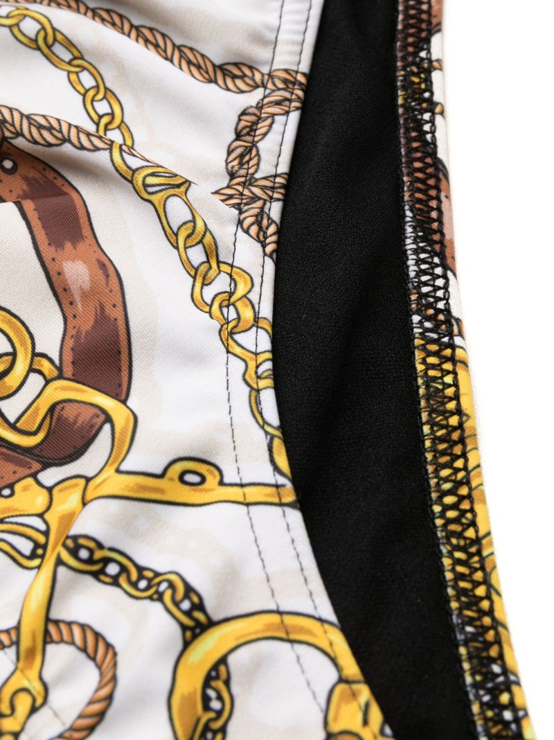 White Printed Swim Trunks