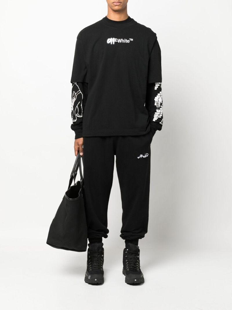 Black Logo Print Track Pants