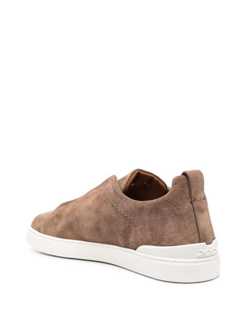 Neutral Triple Stitch Suede Sneakers