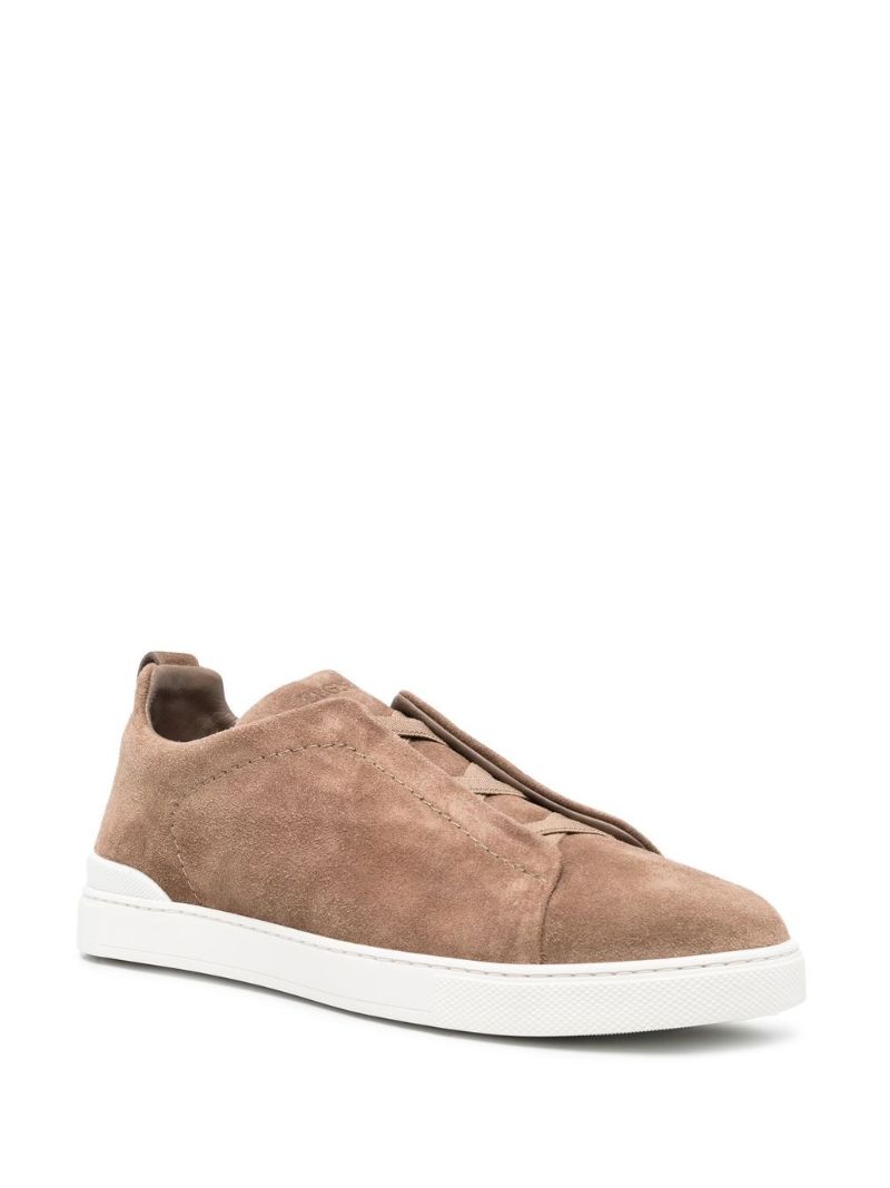 Neutral Triple Stitch Suede Sneakers