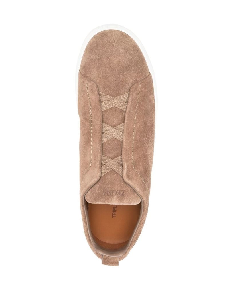 Neutral Triple Stitch Suede Sneakers