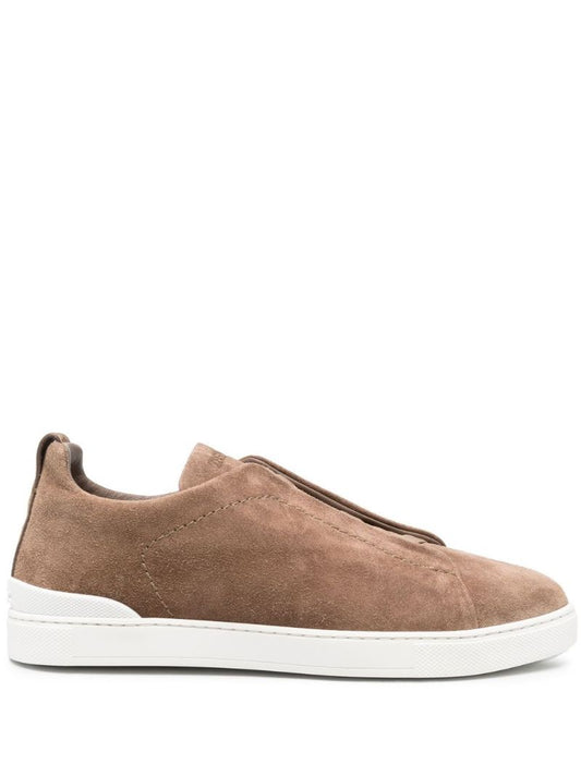 Neutral Triple Stitch Suede Sneakers