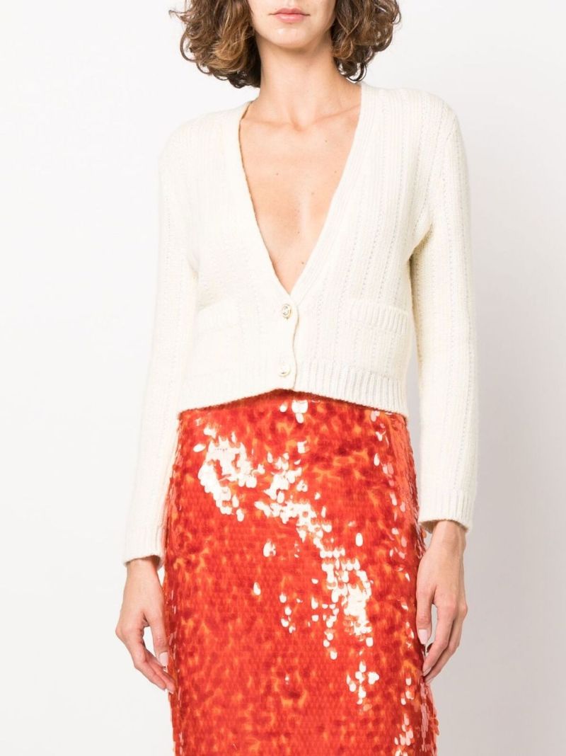 White Faux Fur Collar Cardigan