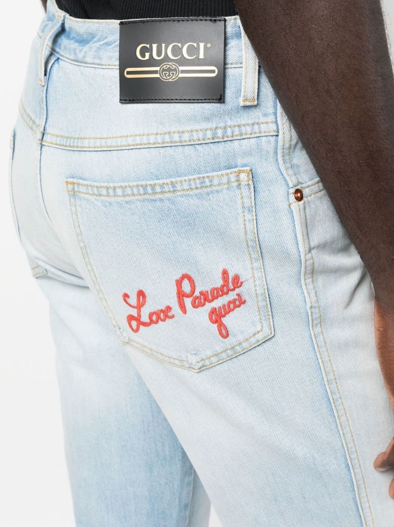 Blue Love Parade Embroidered Pocket Denim Jeans