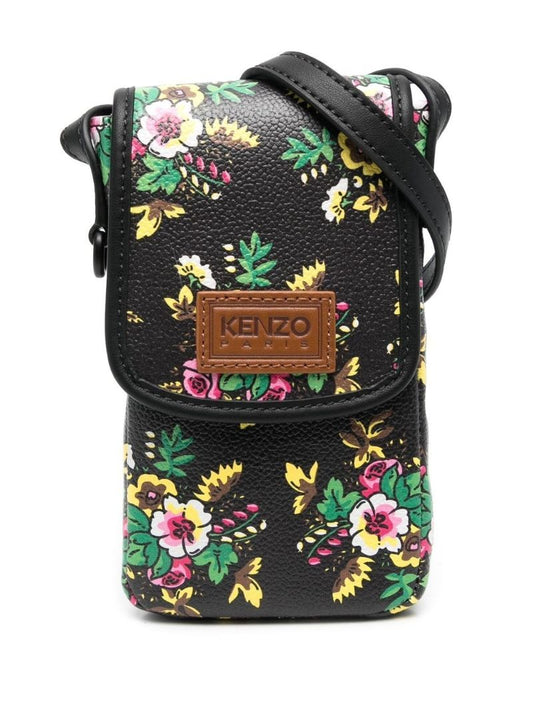 Black Pop Bouquet Print Cross Body Phone Case