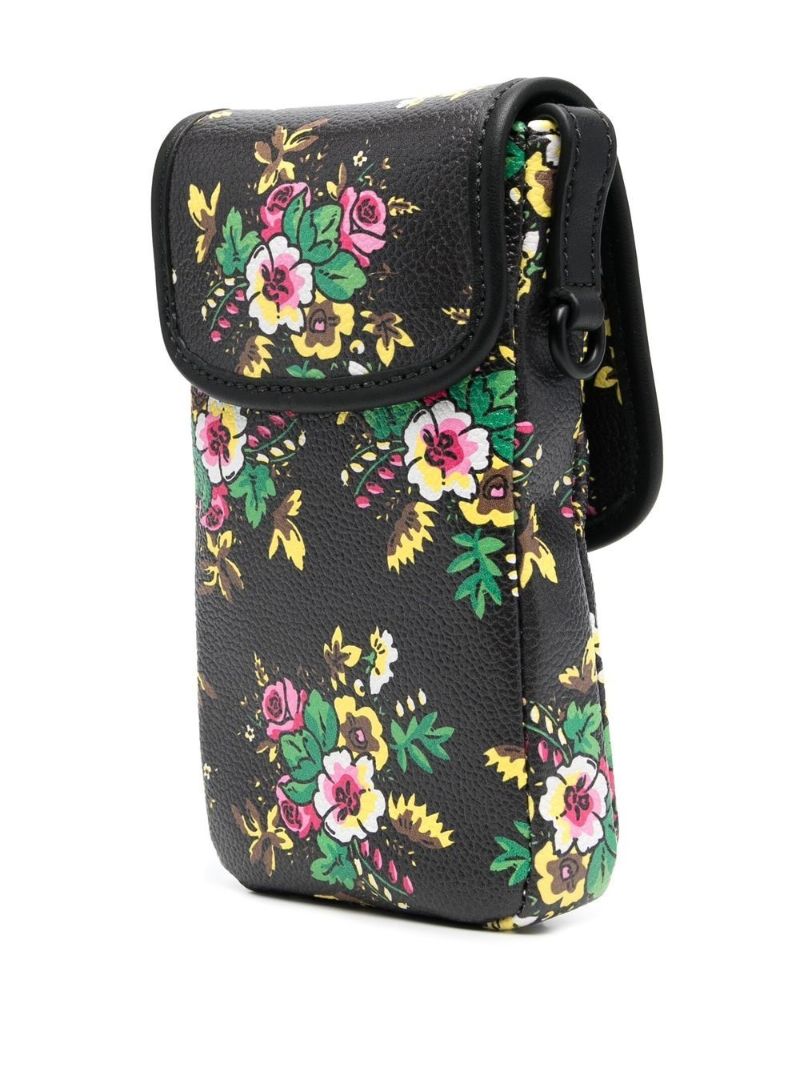 Black Pop Bouquet Print Cross Body Phone Case