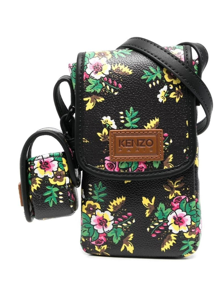 Black Pop Bouquet Print Cross Body Phone Case