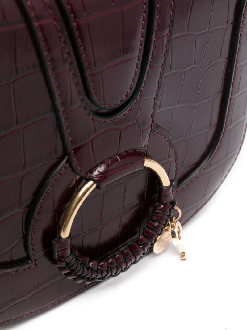 Red Hana Mock Croc Leather Shoulder Bag