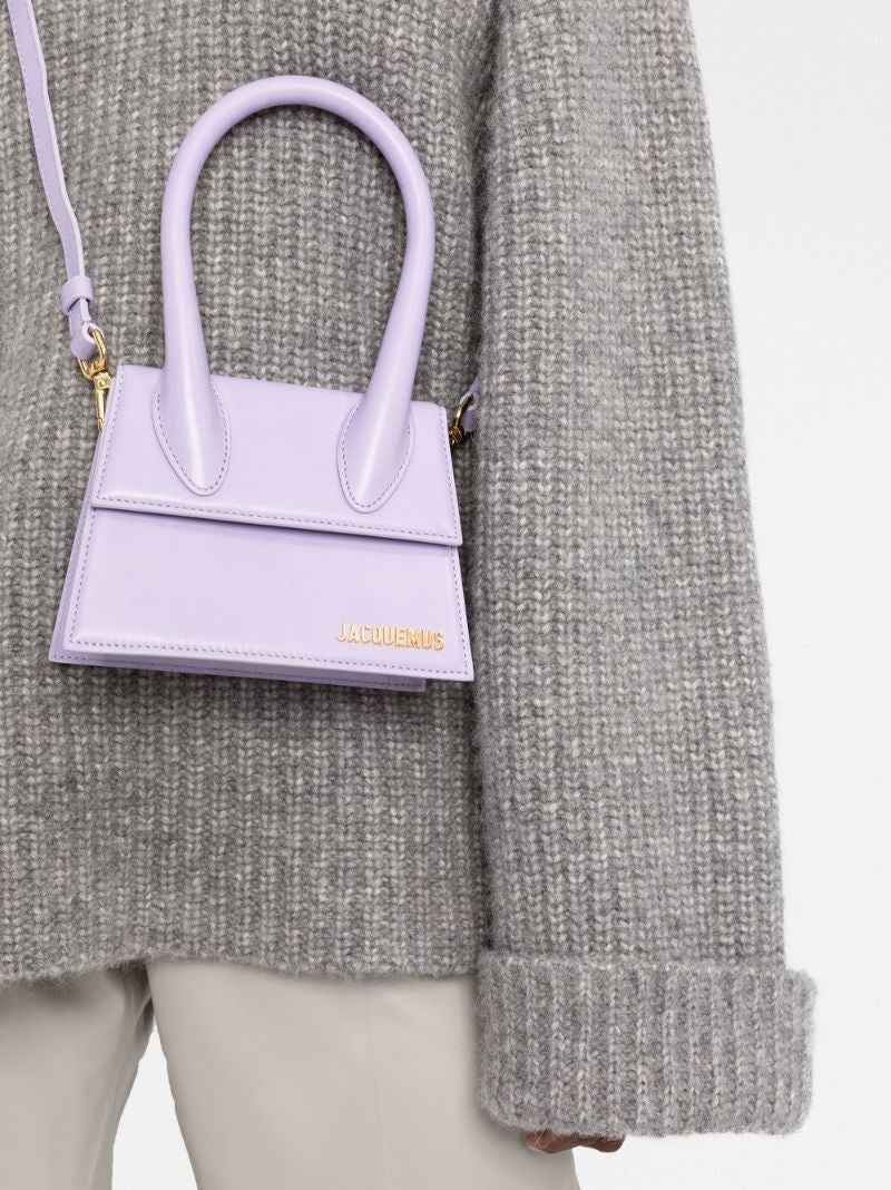 Purple Le Chiquito Moyen Leather Top Handle Bag