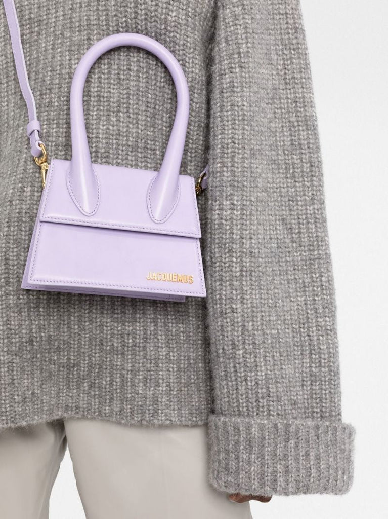 Purple Le Chiquito Moyen Leather Top Handle Bag