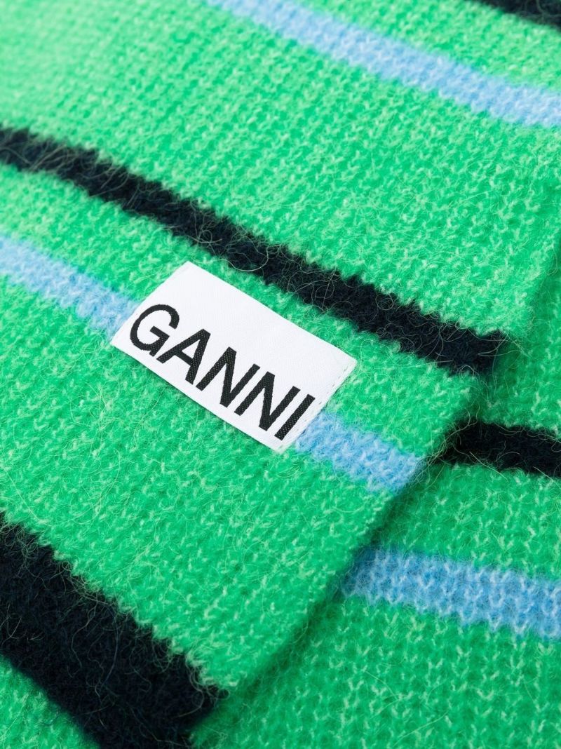 Green Striped Knit Scarf