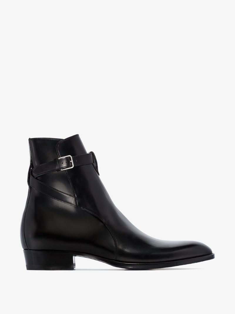Black Wyatt Leather Ankle Boots