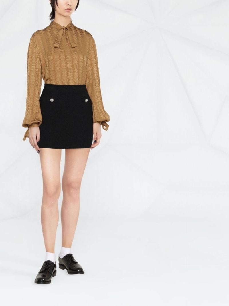 Brown Gg Silk Jacquard Blouse