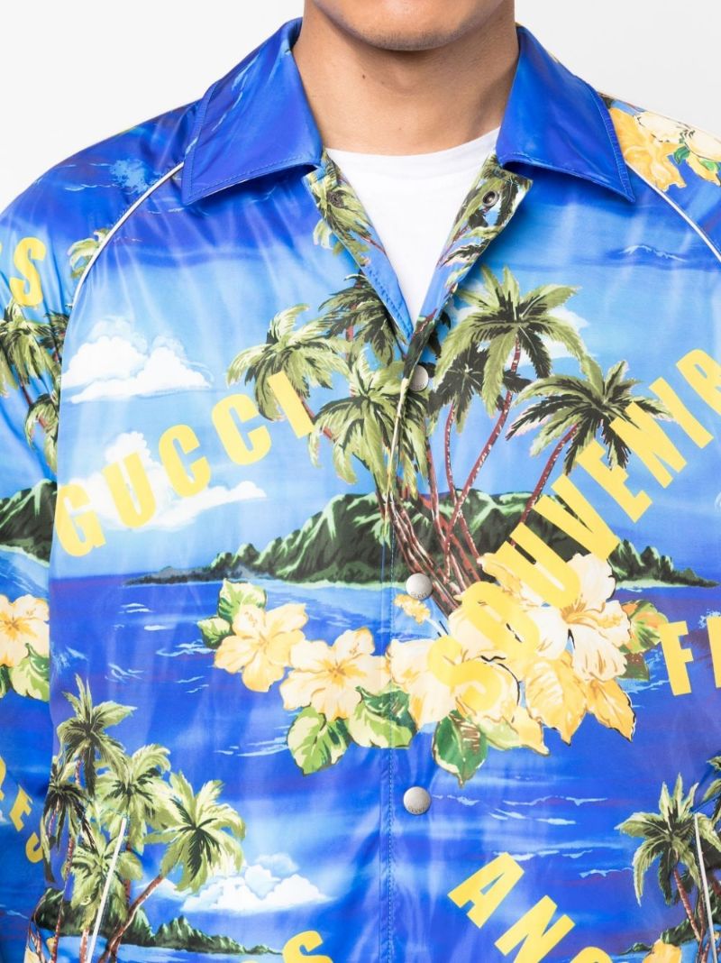 Blue Printed Bomber Jacket