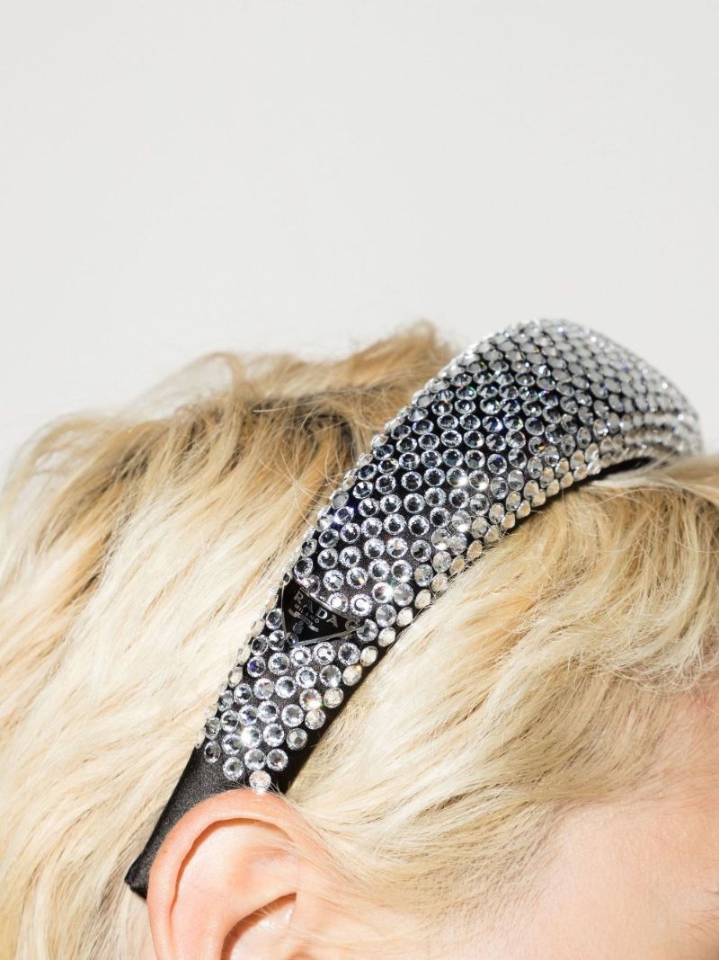 Black Crystal-embellished Silk Headband