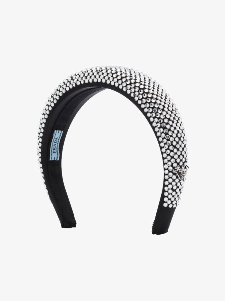 Black Crystal-embellished Silk Headband
