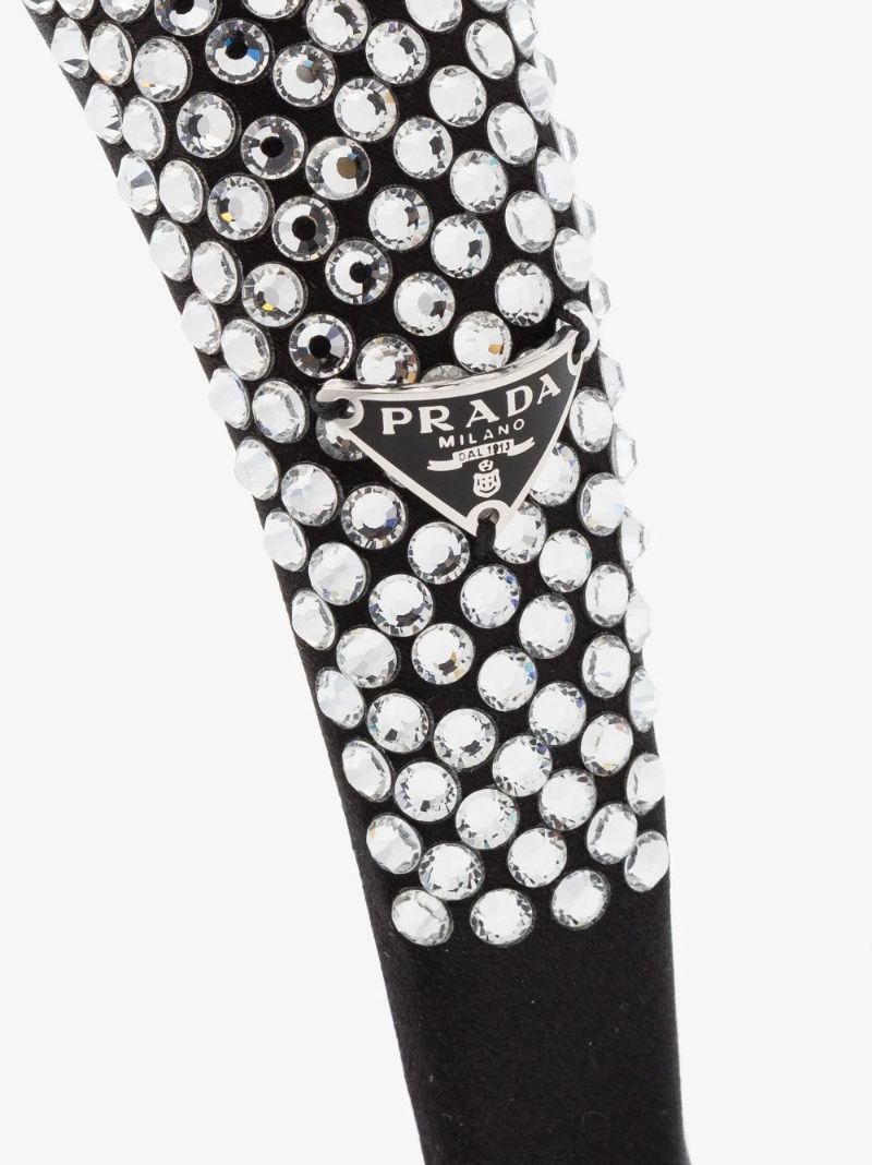 Black Crystal-embellished Silk Headband