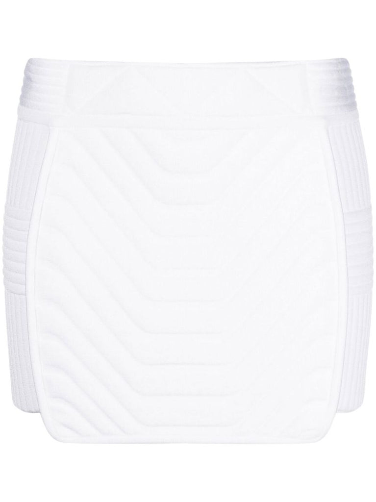 White Padded Panel Mini Skirt