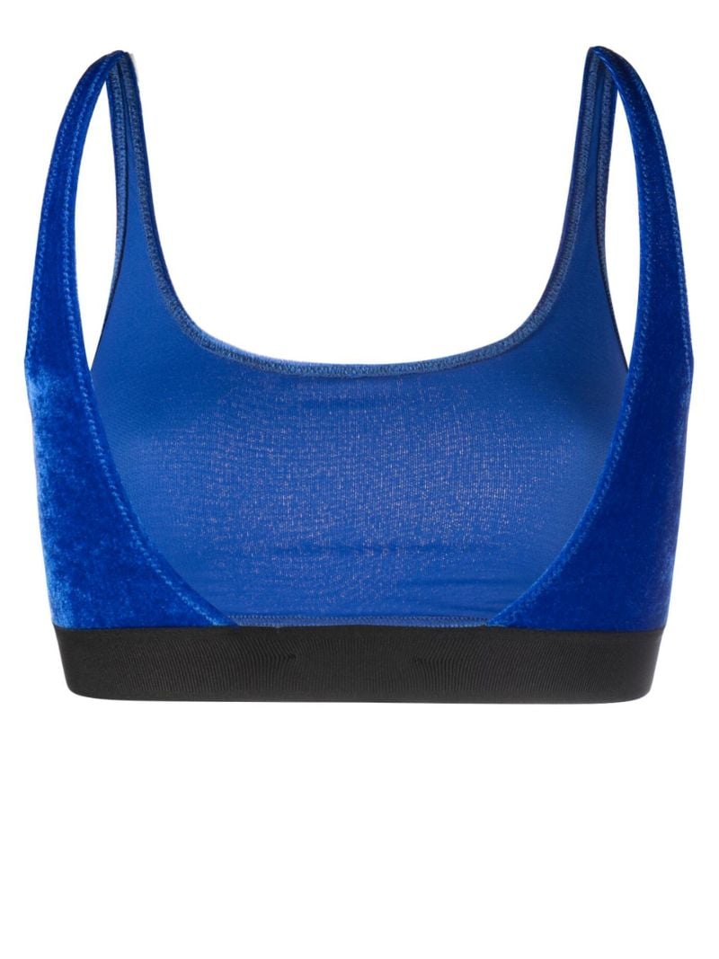 Blue Logo Velvet Bralette