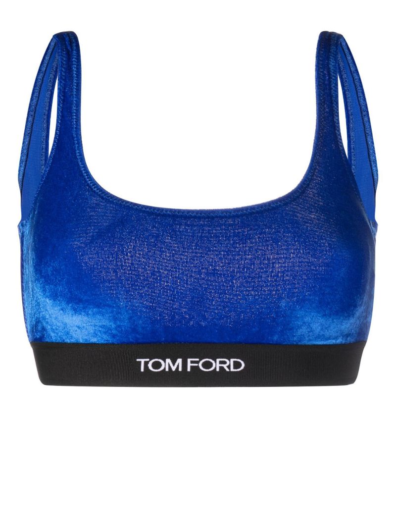 Blue Logo Velvet Bralette