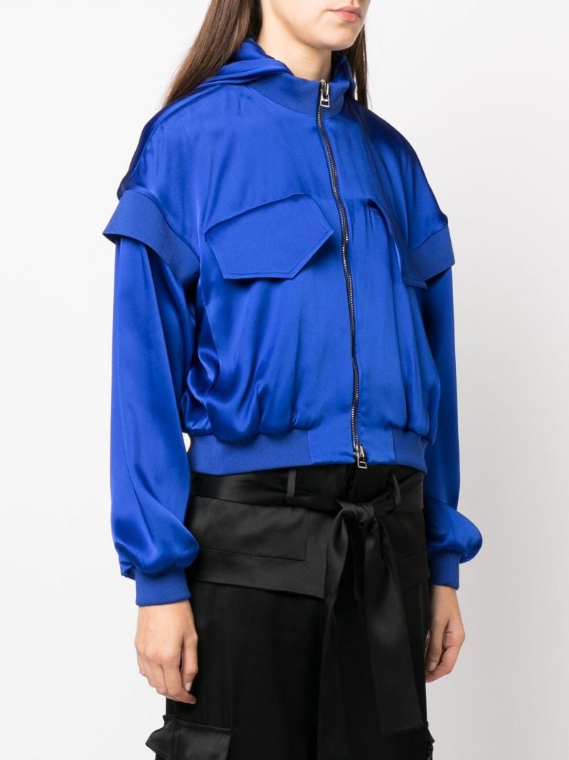 Blue Fluid Double-faced Silk Hoodie
