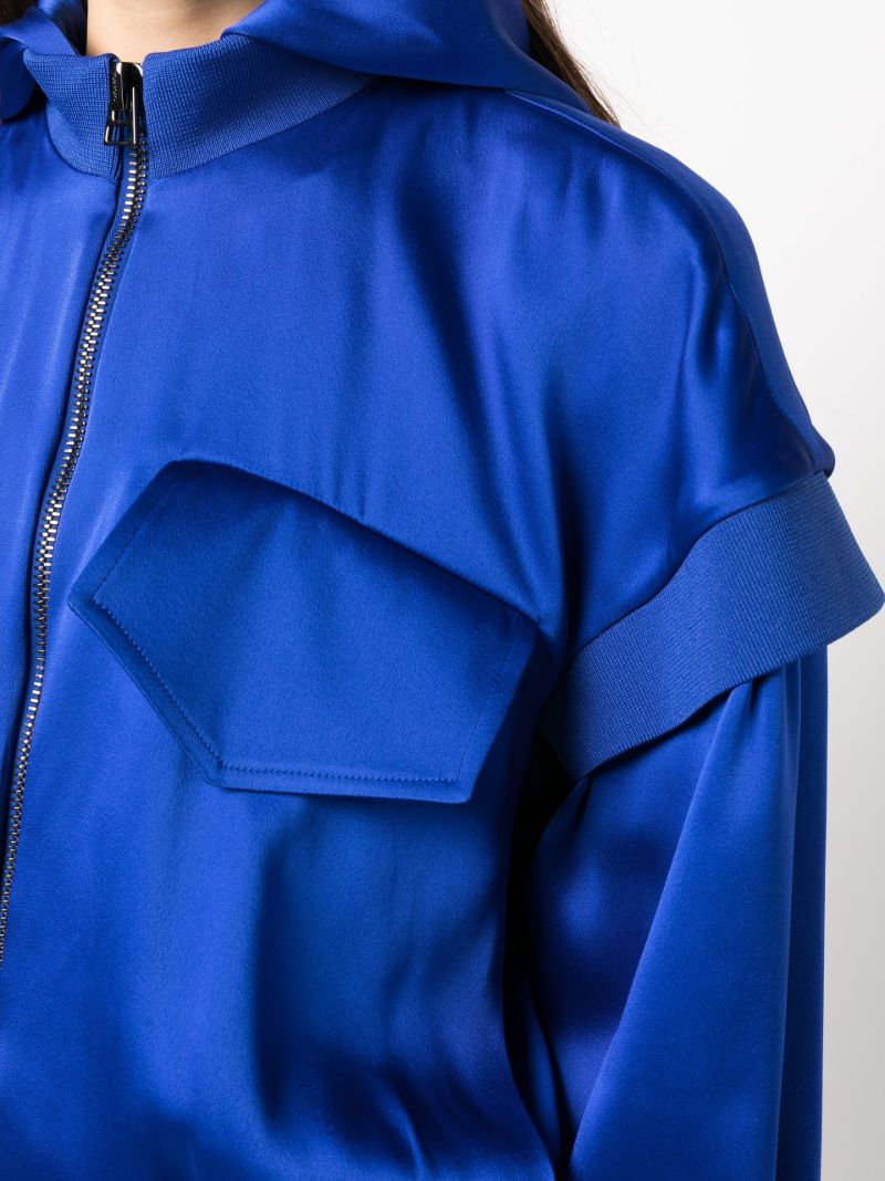 Blue Fluid Double-faced Silk Hoodie