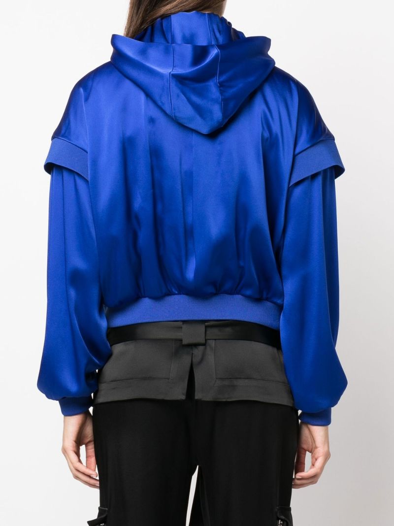 Blue Fluid Double-faced Silk Hoodie