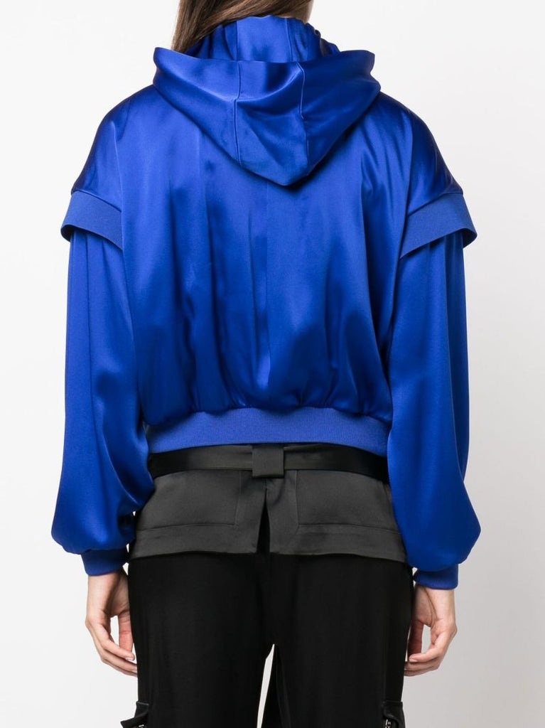 Blue Fluid Double-faced Silk Hoodie