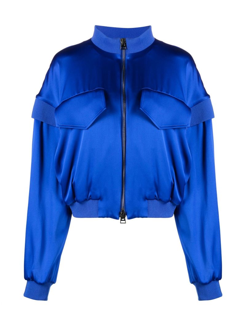 Blue Fluid Double-faced Silk Hoodie