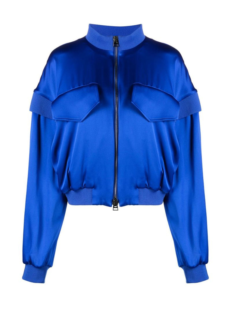 Blue Fluid Double-faced Silk Hoodie
