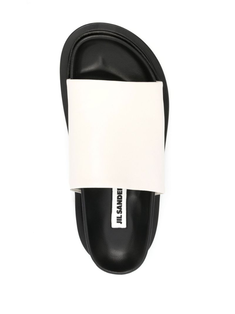 Neutral Flat Leather Slides