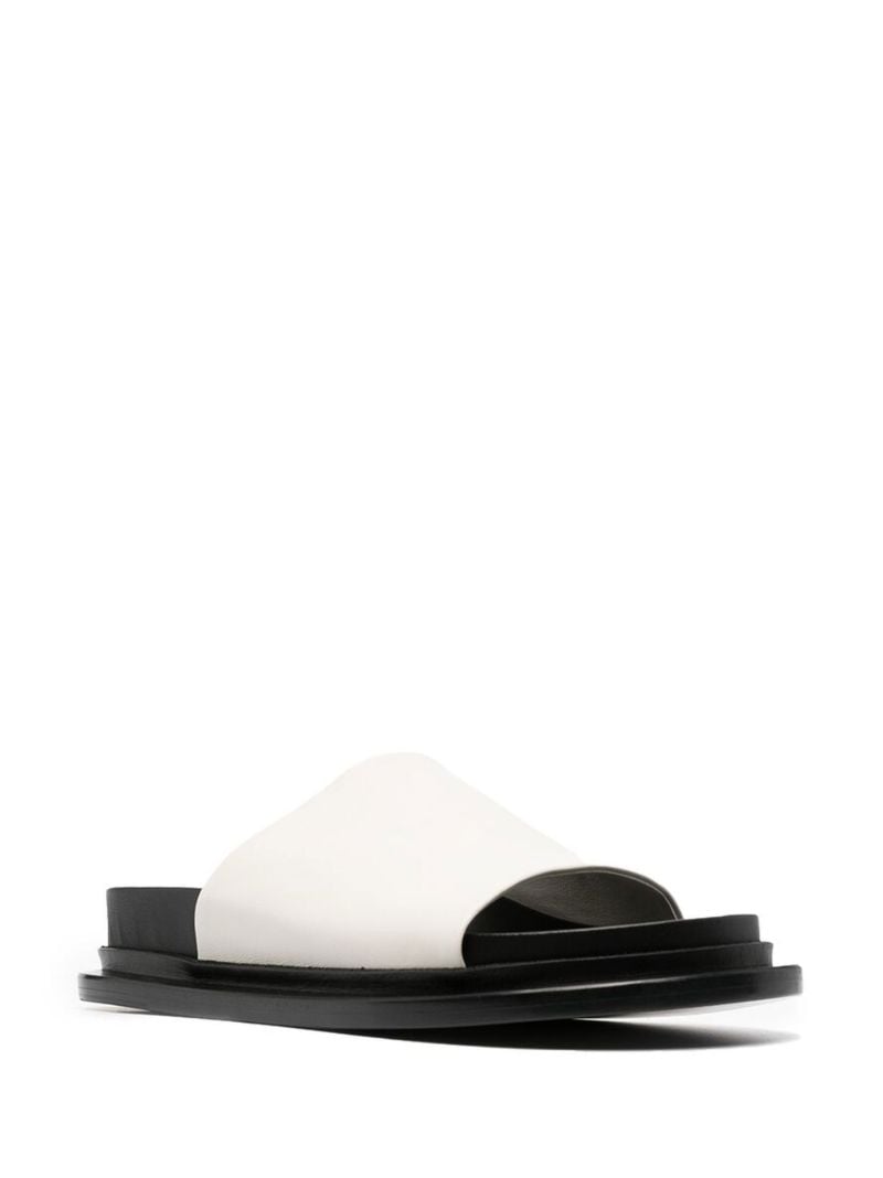 Neutral Flat Leather Slides