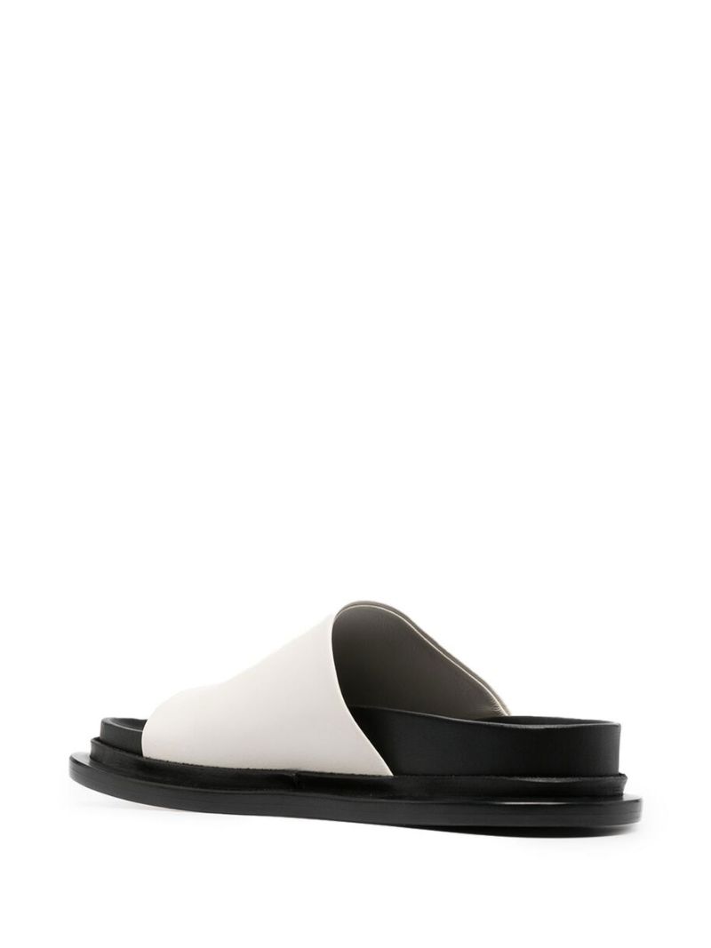Neutral Flat Leather Slides
