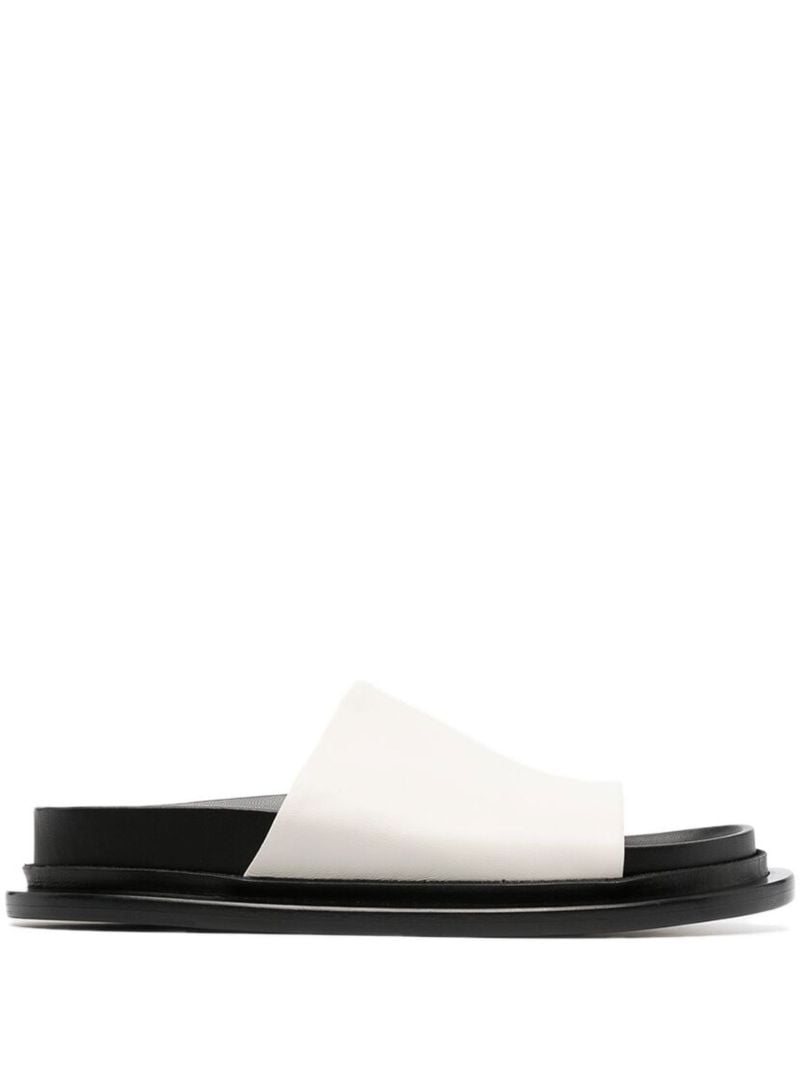 Neutral Flat Leather Slides