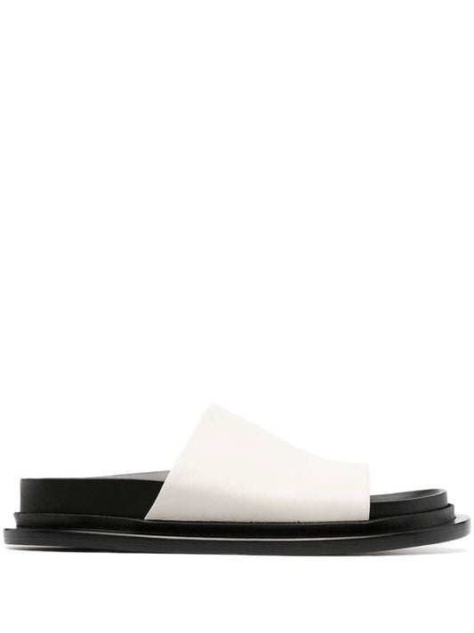 Neutral Flat Leather Slides