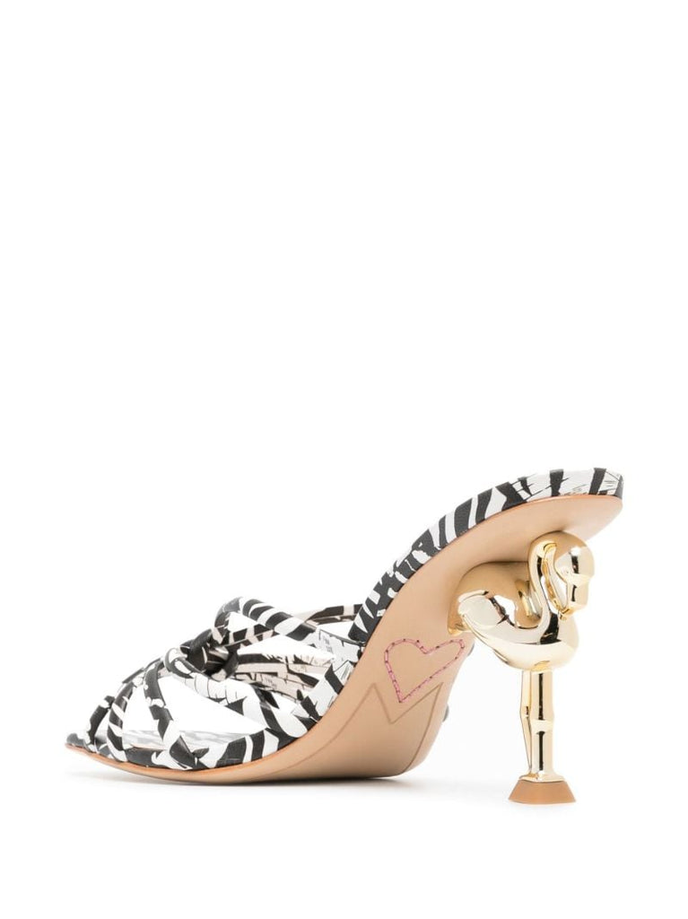 Black Flo Flamingo 85 Zebra Print Leather